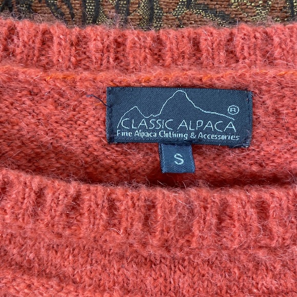 Classic Alpaca alpaca crew sweater deep coral orange asymmetrical boxy small S - Picture 5 of 12